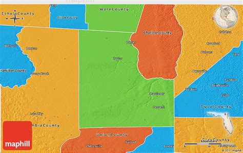 Political 3D Map of Baker County