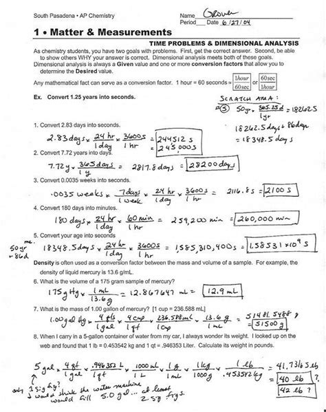 Physics Dimensional Analysis Worksheet