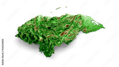 Honduras Topographic Map 3d realistic map Color 3d illustration Stock Illustration | Adobe Stock