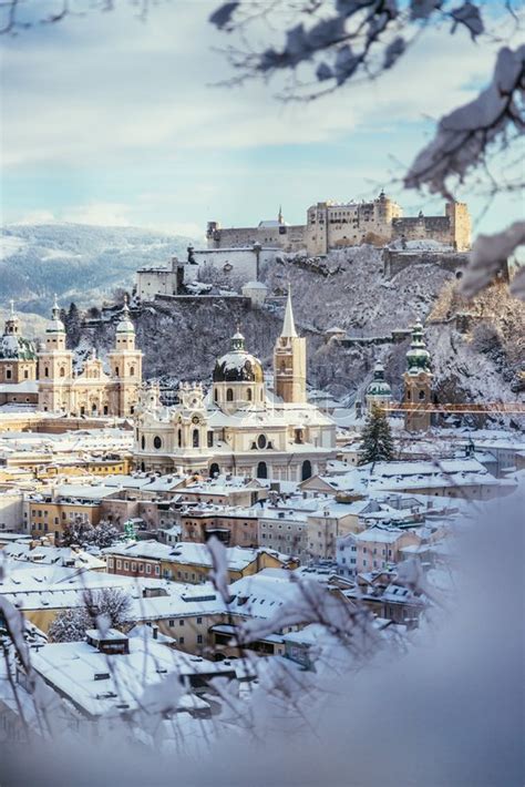 Panorama of Salzburg in winter: Snowy ... | Stock image | Colourbox