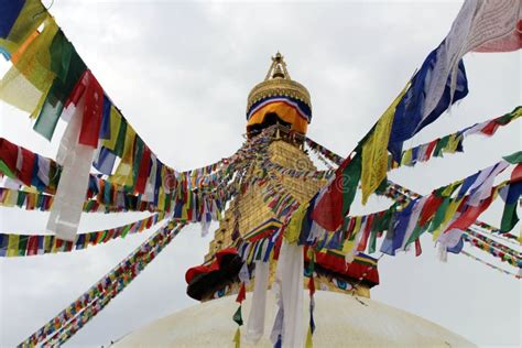 The Colorful Prayer Flags of Boudhanath Stupa in Kathmandu Stock Image - Image of people ...