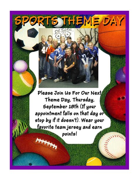 SPORTS THEME DAY THIS THURSDAY SEPTEMBER 18TH! Join us wearing your favorite jersey if your ...