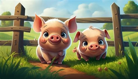 Premium AI Image | Two pigs on a farm