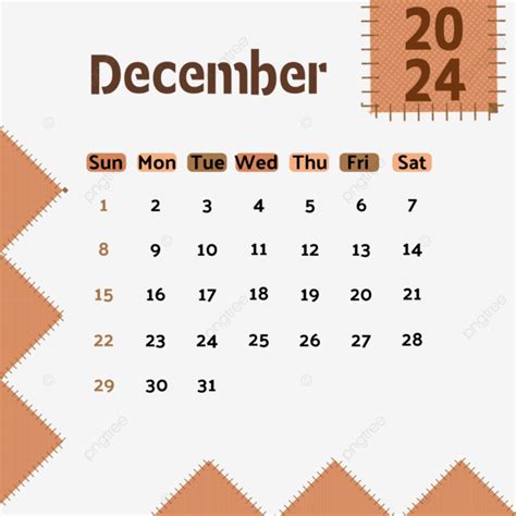 December 2024 Calendar Monthly Brown Graphics Vector Template, December ...