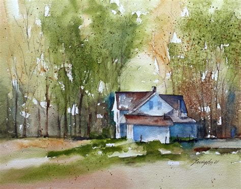 Watercolor Landscape Painting Landscape Watercolor Farm - Etsy