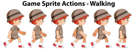 Game sprite actions walking 300740 Vector Art at Vecteezy