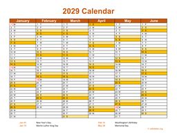 2029 Calendar in PDF | WikiDates.org