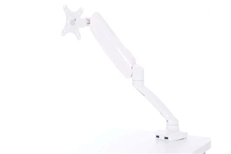 White Single Monitor Arm - Gas Operated Adjustments