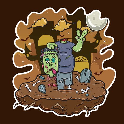 Cartoon Mascot of Halloween Frankenstein On Night. 12622326 Vector Art at Vecteezy