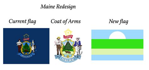 A redesign of Maine's flag based on the colour scheme of the state coat ...