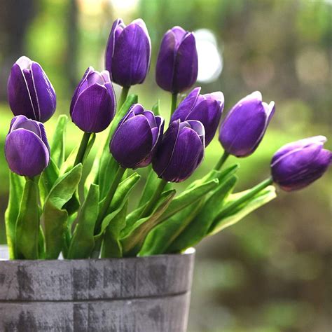 20pcs Dark Purple Real Touch Tulip Artificial PU Tulips Purple - Etsy