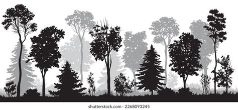 Forest Landscape Silhouette Black White Banner Stock Vector (Royalty Free) 2268093245 | Shutterstock