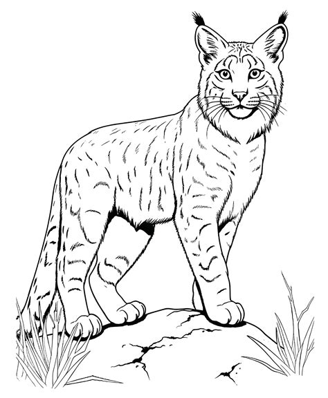 simple black and white line art of a lynx coloring pages 27828921 ...