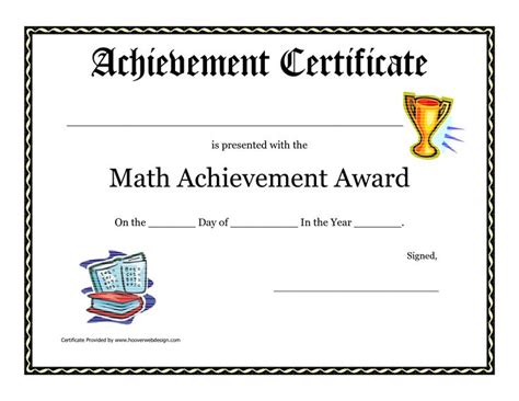 Math Achievement Award Printable Certificate Pdf | Math Activites | Pinterest | Printable ...