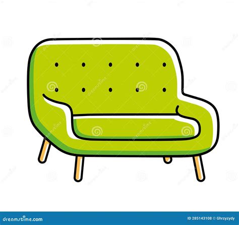 Green sofa isolated stock vector. Illustration of sofa - 285143108