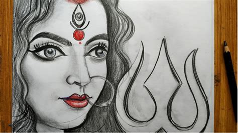 how to draw maa durga face easy pencil sketch for bginners step by step ...