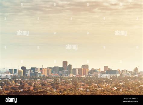 Adelaide City skyline view from the Adelaide Hills Stock Photo - Alamy