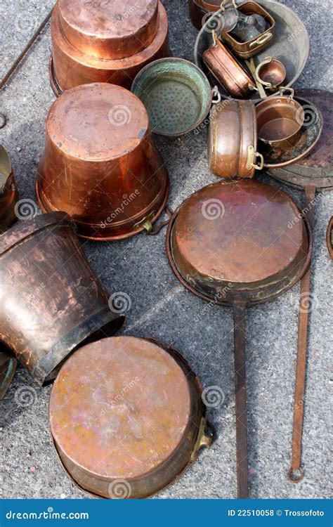 Antique Copper Pots stock photo. Image of sale, furniture - 22510058