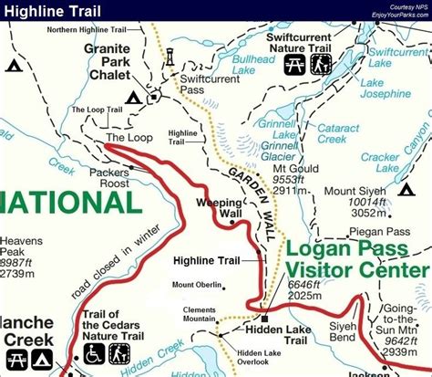 Printable Map Of Glacier National Park Web Park Entrance Waterton Park Babb Saint Mary Sun Point ...