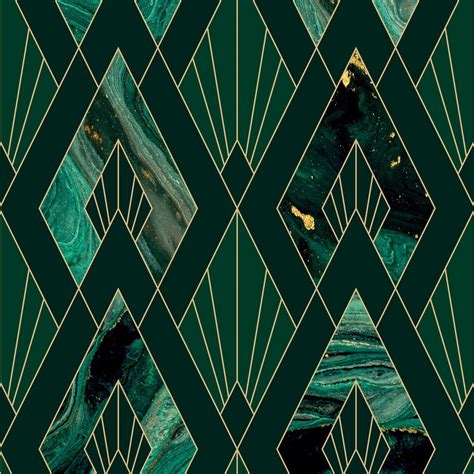 Leonardo Wallpaper in Green Marble | Green art deco, Art deco wallpaper ...