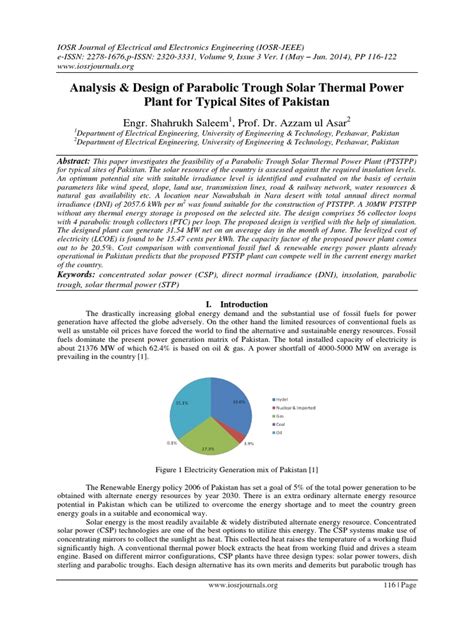 Analysis and Design of Parabolic Trough PDF | PDF | Solar Power | Solar ...