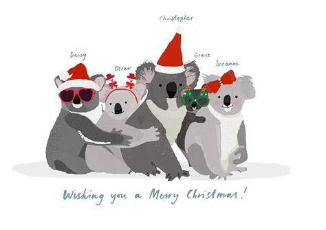 Pack Of Five Personalised Christmas Koala Card By Hanna Melin | notonthehighstreet.com