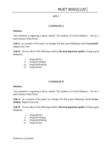 Sample Muet Speaking Test Format | Compact Disc | Learning