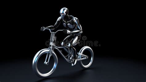 Cyborg Biker on Futuristic Bike. Sci-fi Vehicle or Transport. Stock Illustration - Illustration ...