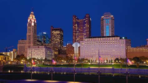 Skyline at Night in Columbus, Ohio Stock Image - Image of oute, midwest ...