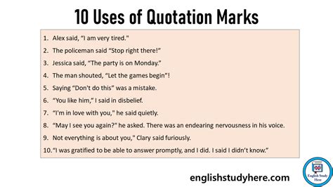 10 Uses of Quotation Marks, Quotation Examples