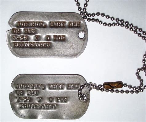 Original Korean War / Vietnam Era DOG TAGS WITH CHAIN ~ Female ~ Nurse? | #1914464280