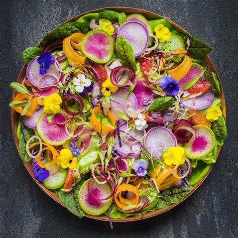 Rainbow Radish and Edible Flower Salad with Blood Orange Vinaigrette Recipe | The Feedfeed ...