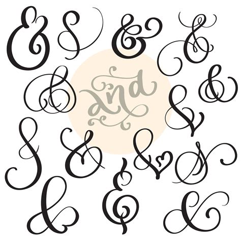 vector set Vintage sign And Ampersand on white background. Calligraphy lettering illustration ...