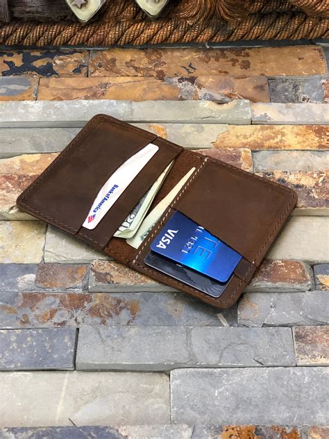 MONOGRAMMED Leather Wallet Minimalist Mens Wallet Bifold | Etsy