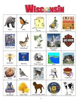 Wisconsin Bingo: State Symbols and Popular Sites | State symbols ...