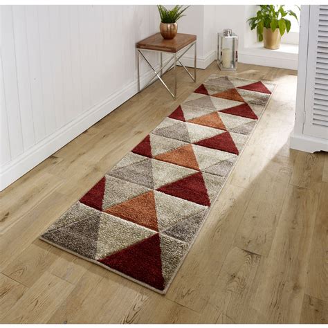 Portland 663 L Geometric Hallway Runner Rugs in Blue Yellow buy online from the rug seller uk