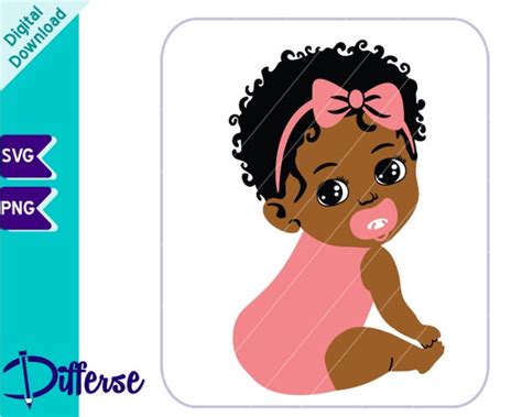 African American Newborn With Pacifier SVG Cut File & PNG - Etsy