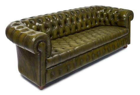 Vintage Green Leather Chesterfield Sofa at 1stdibs