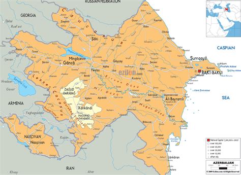 Detailed Political Map of Azerbaijan - Ezilon Maps