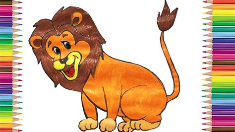 How to Draw Lion Coloring Pages Animals for Kids, Art Colors for Children and Toddlers - YouTube