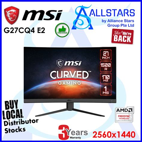 MSI G27CQ4 E2 27 inch WQHD 2K Curved Gaming Monitor / 170Hz via DP, VA panel, 1500R, HDMI x2 ...