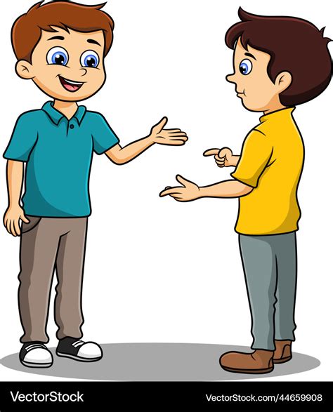 Two boys talking to each other cute cartoon Vector Image