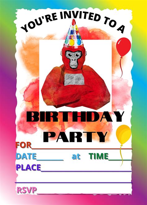 Gorilla Tag DIGITAL Birthday Invitation - Etsy Israel