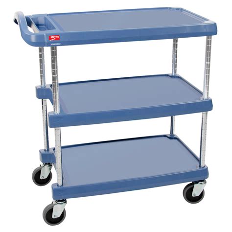 Metro myCart MY1627-34BU Blue Antimicrobial Utility Cart with Three ...