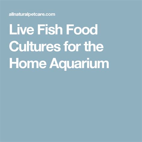 Live Fish Food Cultures for the Home Aquarium | Fish recipes, Food ...