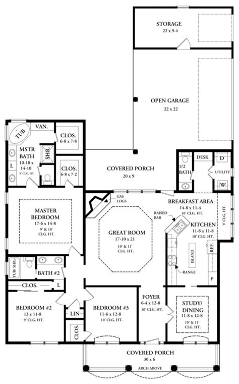 Ranch Plan: 2,000 Square Feet, 3 Bedrooms, 2.5 Bathrooms - 348-00102