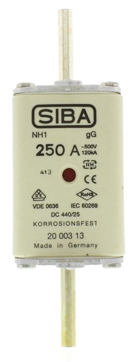 4184219 SIBA | SIBA 250A NH Fuse, NH1, 500V ac | 543-9920 | RS Components