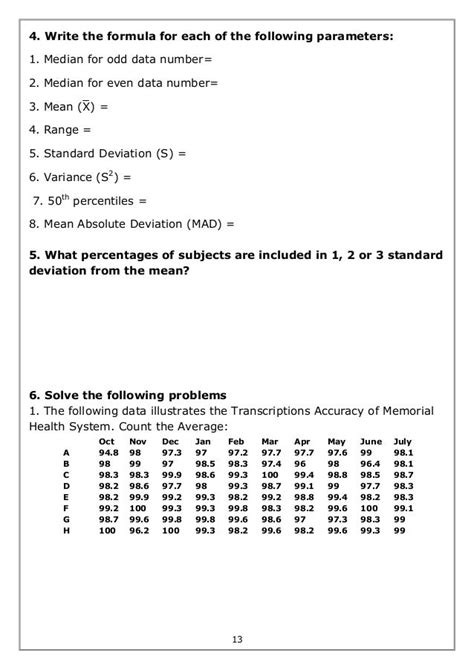 Biostatistics worksheet exercises