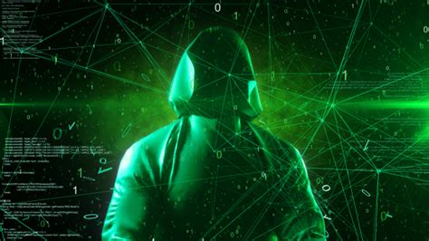 Anonymous Hacker In Hoodie Green Digital Source Code Computer Space 4K ...