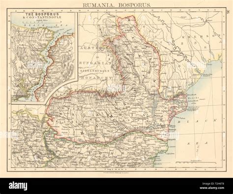 ROMANIA & BOSPHORUS Rumania Wallachia Moldavia Moldova JOHNSTON 1892 ...